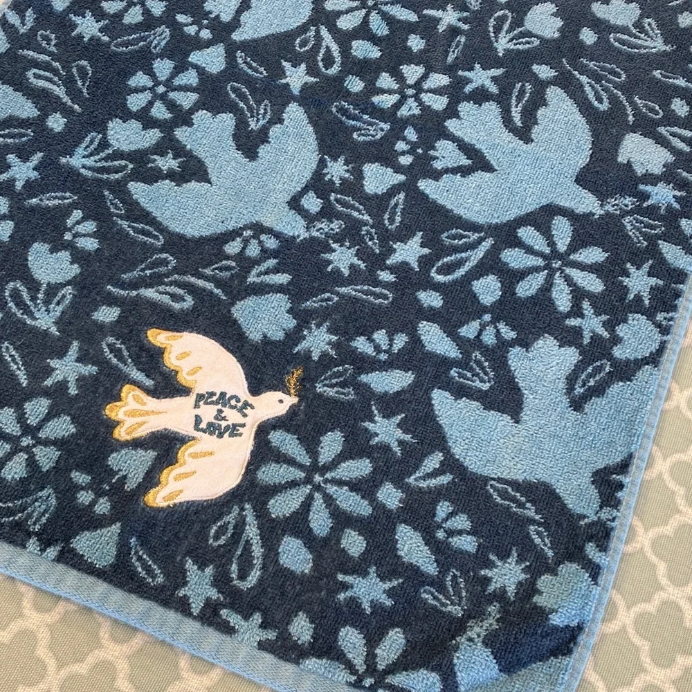 Celebrate Together Peace & Love Dove Embroidered Bath Hand Towel